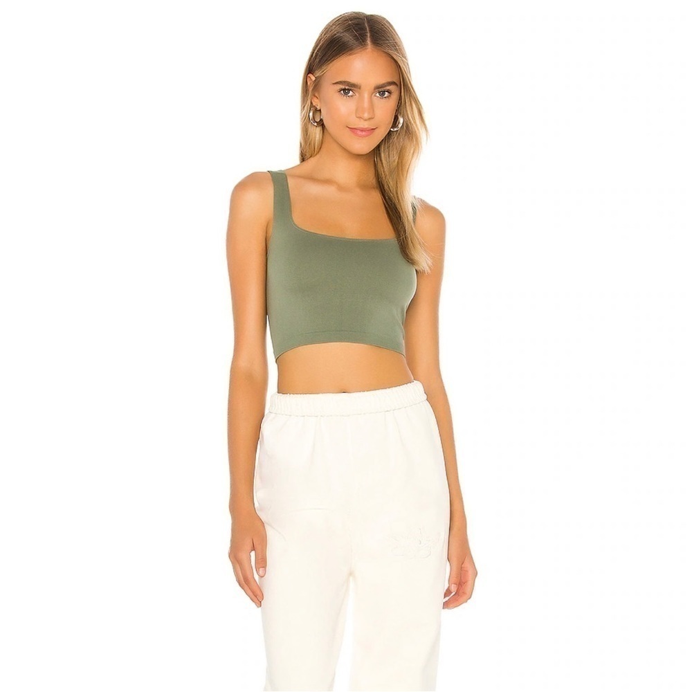 Free People Scoop Neck Crop Army Green Size XS / S NWT